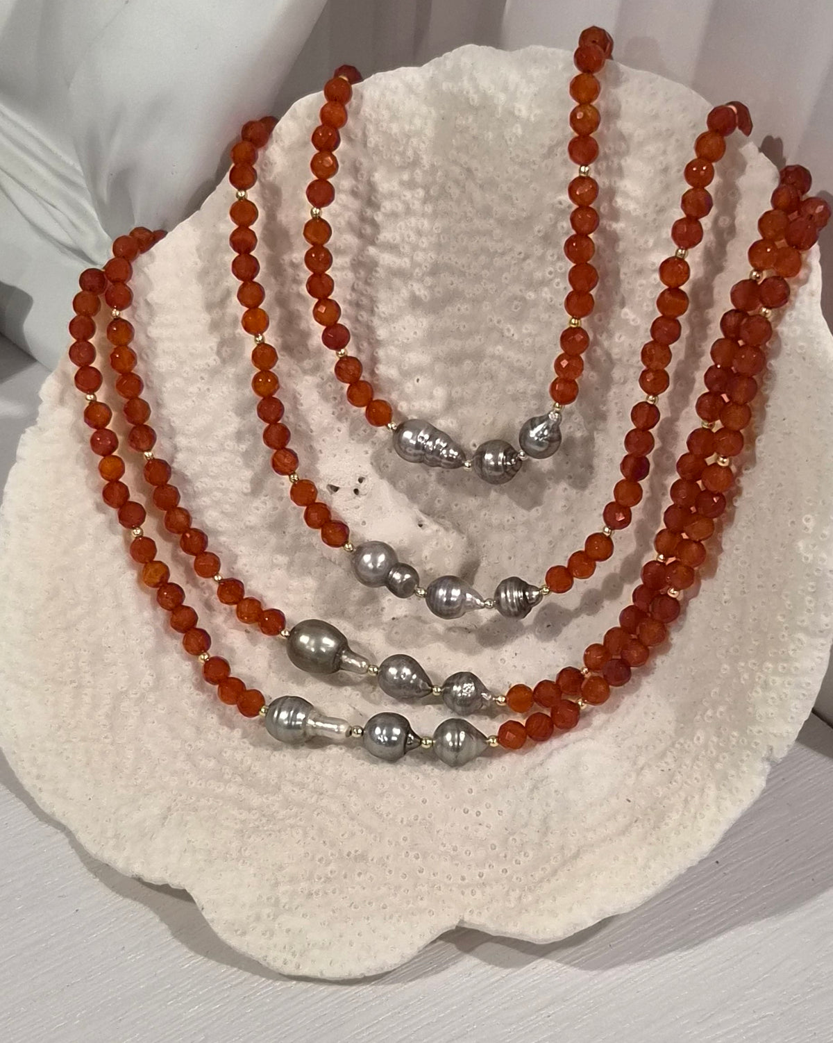 Varelia Carnelian and Tahitian Pearl Necklace