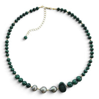 Verdant Tide Malachite and Tahitian Pearl Necklace