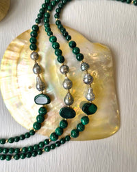 Verdant Tide Malachite and Tahitian Pearl Necklace
