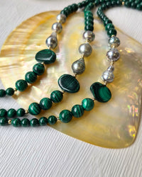 Verdant Tide Malachite and Tahitian Pearl Necklace