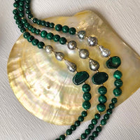 Verdant Tide Malachite and Tahitian Pearl Necklace