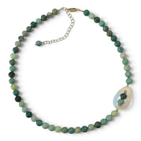 Veridis Green Grass Agate and Mother of Pearl Necklace