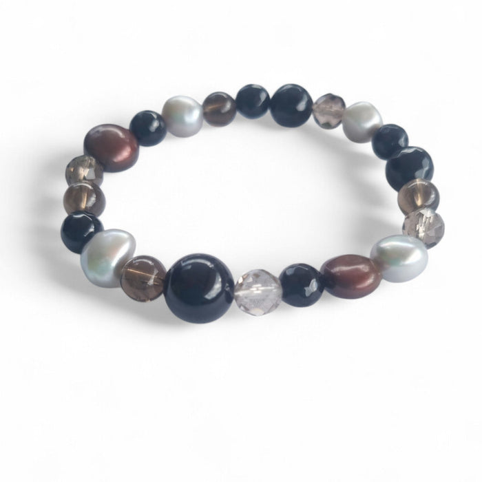 Vittoria Onyx, Smokey Quartz and Pearl Bracelet