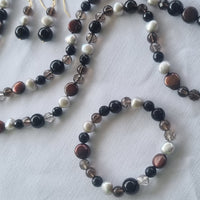 Vittoria Onyx, Smokey Quartz and Pearl Bracelet
