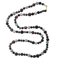 Vittoria Onyx, Smokey Quartz and Pearl Long Necklace