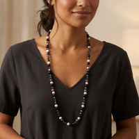 Vittoria Onyx, Smokey Quartz and Pearl Necklace