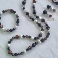 Vittoria Onyx, Smokey Quartz and Pearl set