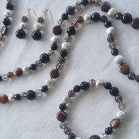 Vittoria Onyx, Smokey Quartz and Pearl set