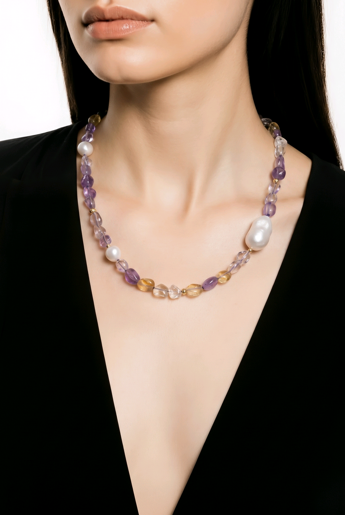 Yana Ametrine and Pearl necklace