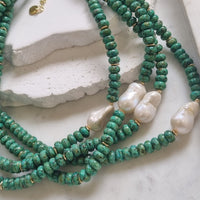 Zahara African Turquoise and Pearl Necklace