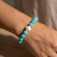 amazonite and pearl bracelet