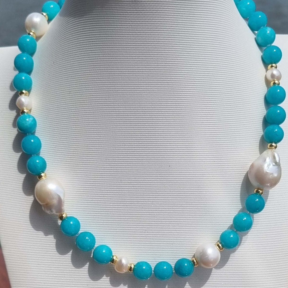 Joyla Amazonite and Pearl Necklace