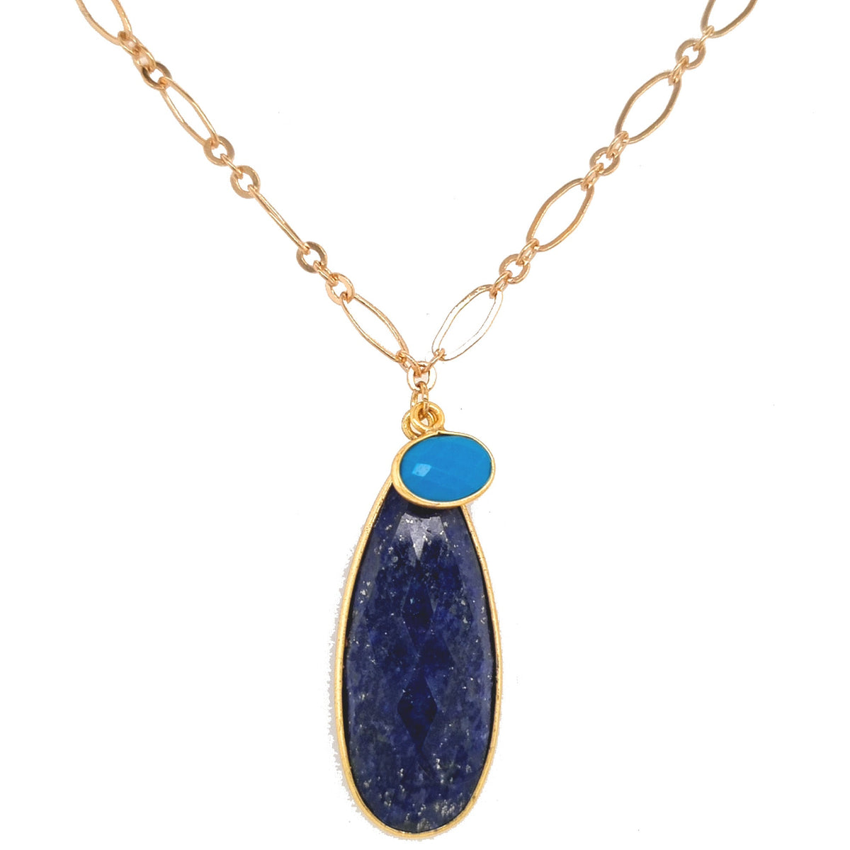 Kate Lapis Lazuli & Turquoise Double Pendant Necklace