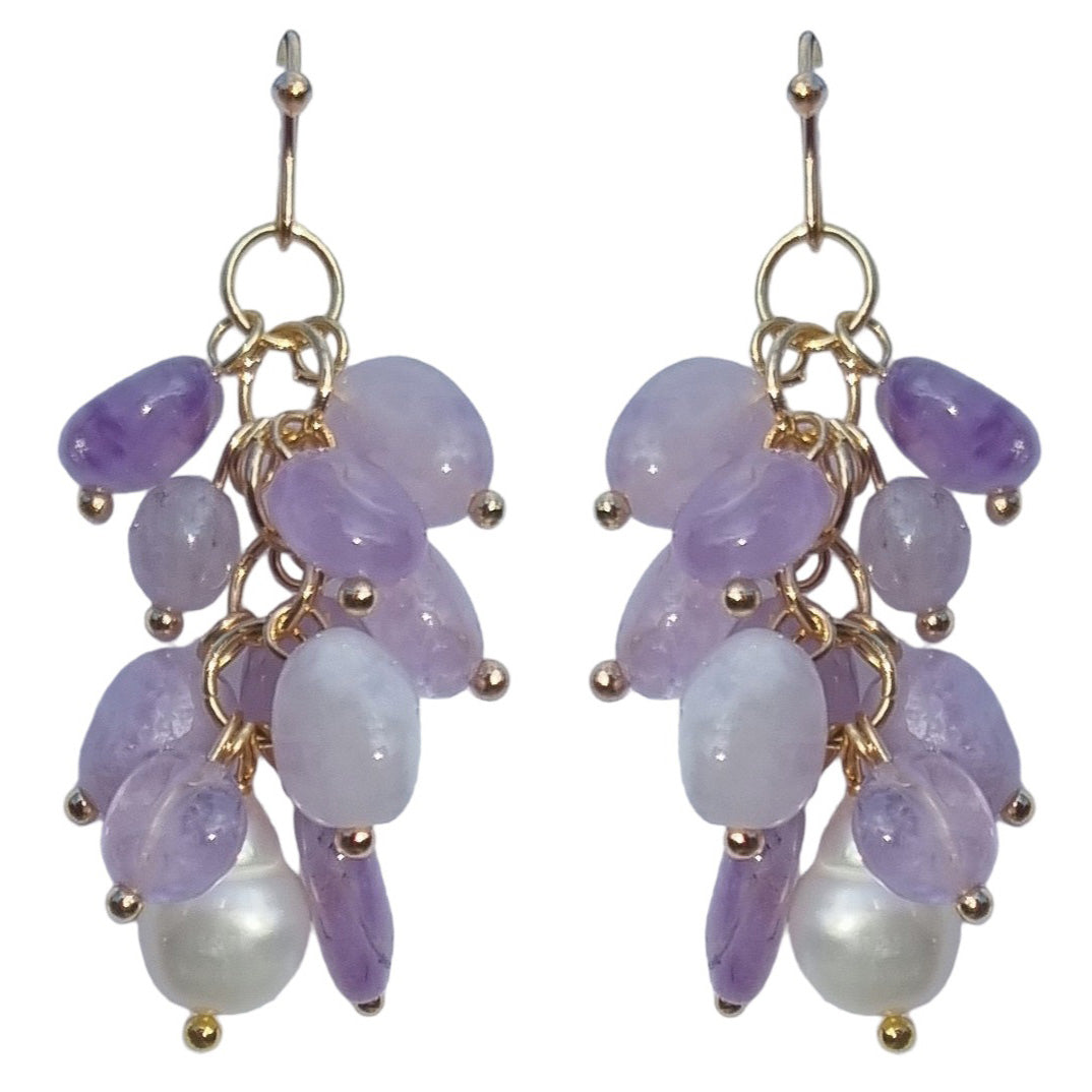 Alighieri Freshwater Pearl Gemstone Earrings - Amethyst