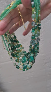 Mariposa Necklace Green-Green Onyx and Aventurine with Peridot
