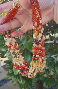 Mariposa Necklace Orange-Carnelian, Citrine and Smokey Quartz