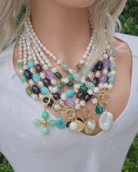 Brielle Pearl and Gemstone Necklace