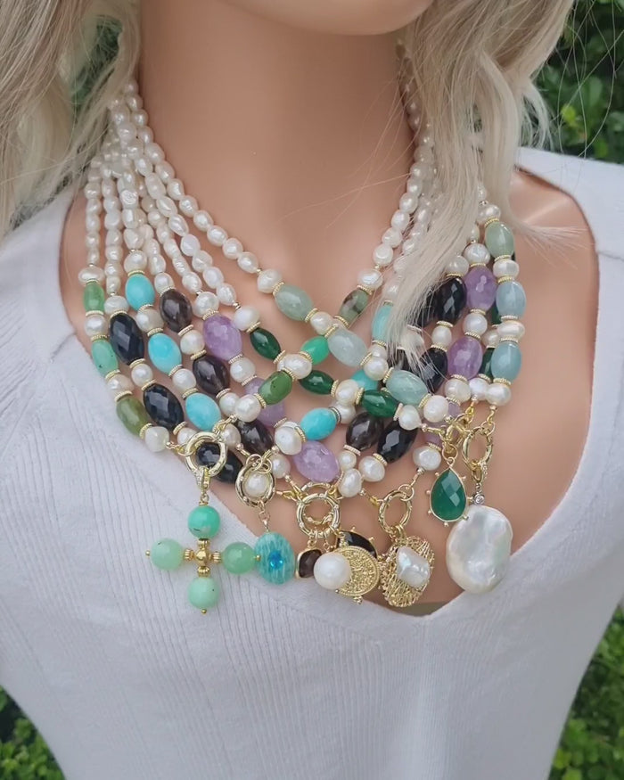 Brielle Pearl and Gemstone Necklace