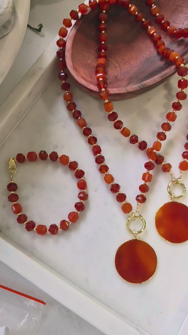 Calista Carnelian and Red Aventurine Necklace with removable Pendant