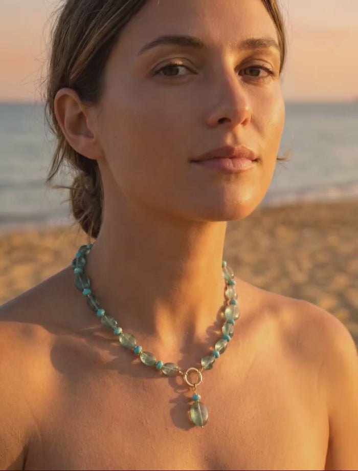 Marea Blue Fluorite and Amazonite Necklace with pendant