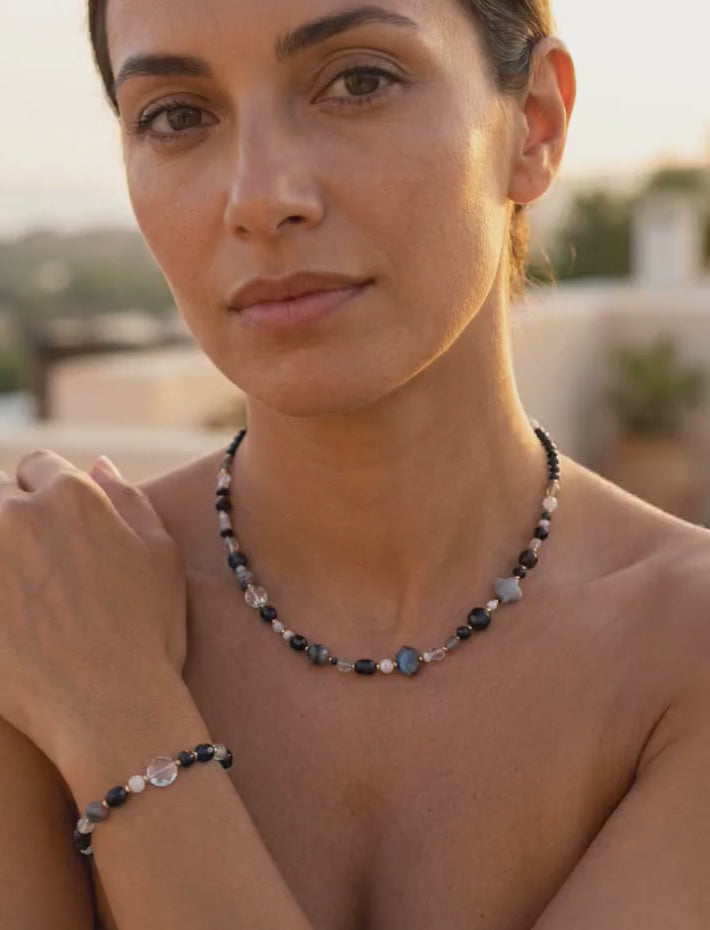 Mariposa Necklace Spinel, Labradorite and Pearl