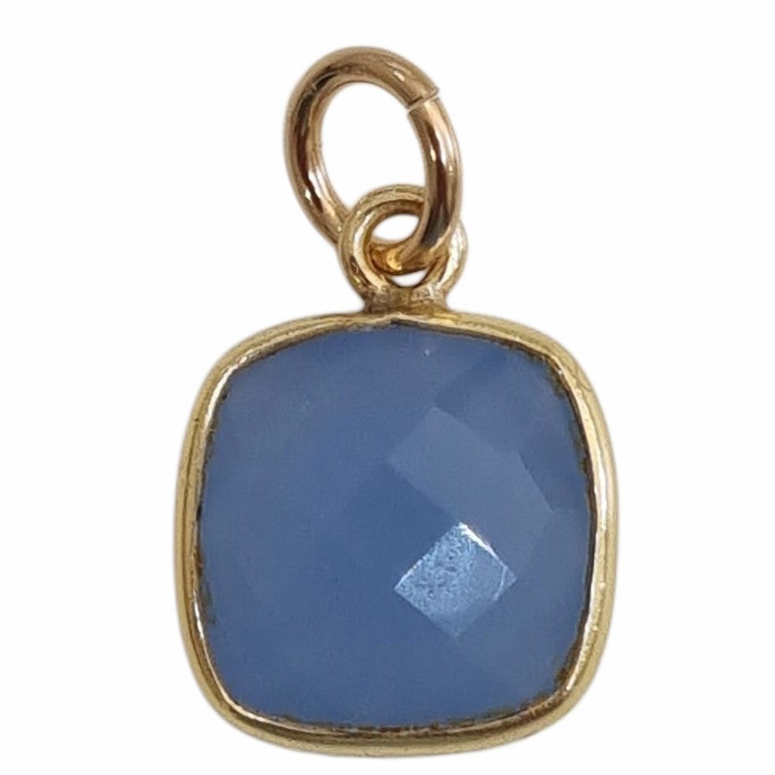 Sage Blue and Pink Chalcedony Pendant and Charms