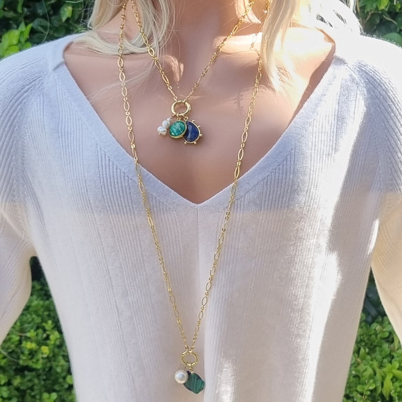 Sage Malachite Pendant and Charms