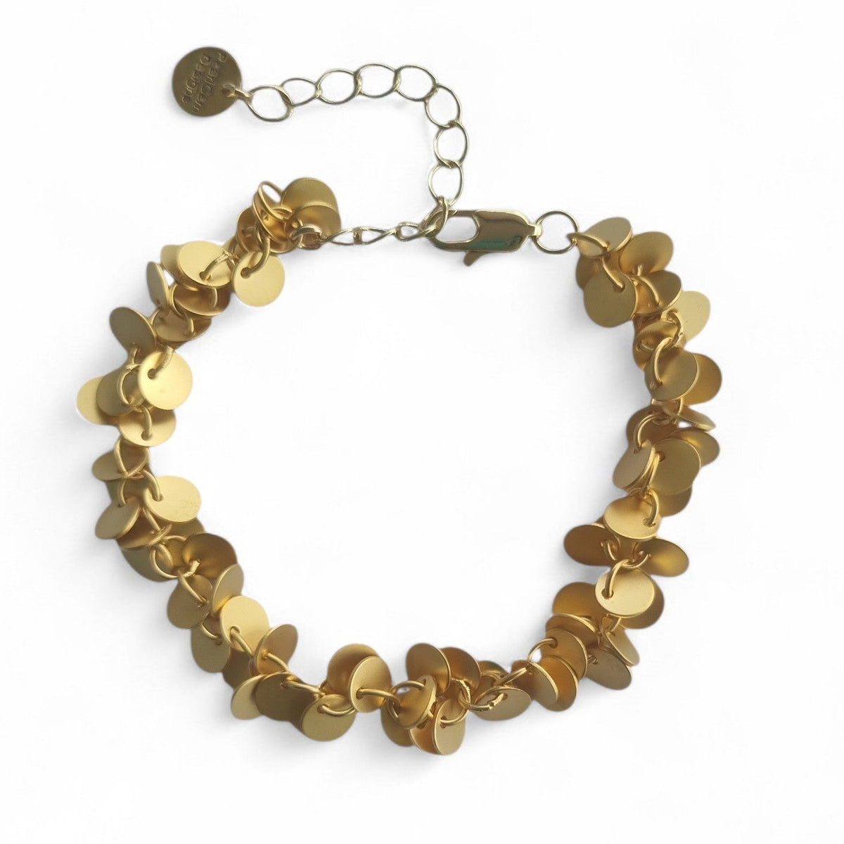 Briella Gold or Platinum Matte Disc Charm Bracelet
