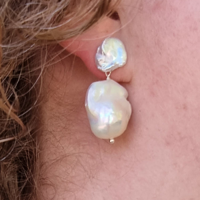 Iris Freshwater Pearl Sterling Silver Earrings with add on drops