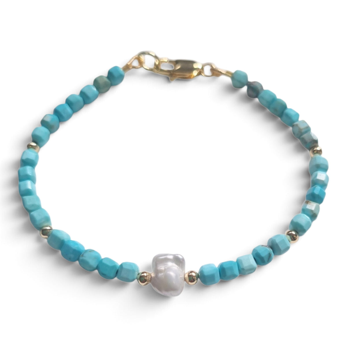 Mac Turquoise and Keshi Pearl Bracelet