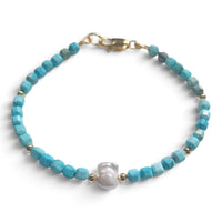 Mac Turquoise and Keshi Pearl Bracelet