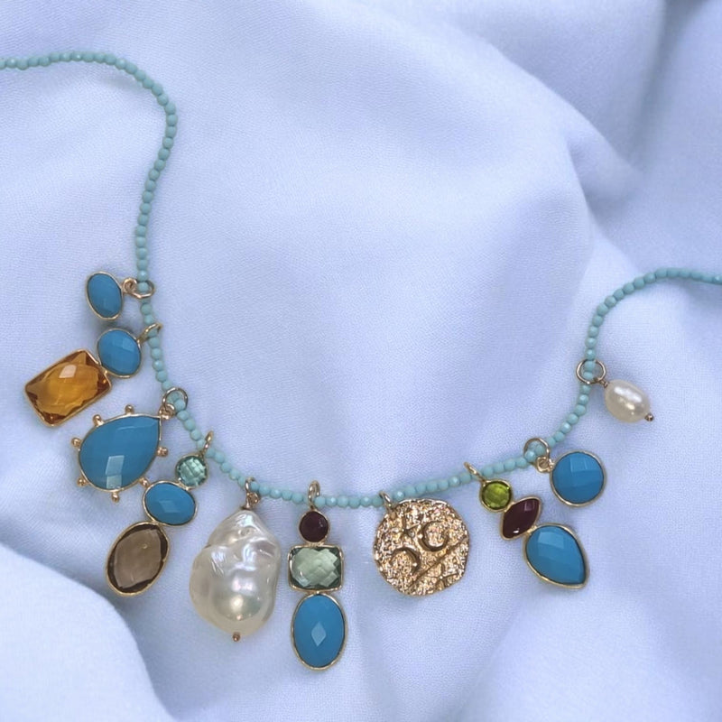Candyland Charms Turquoise Blue Topaz Garnet Crystal