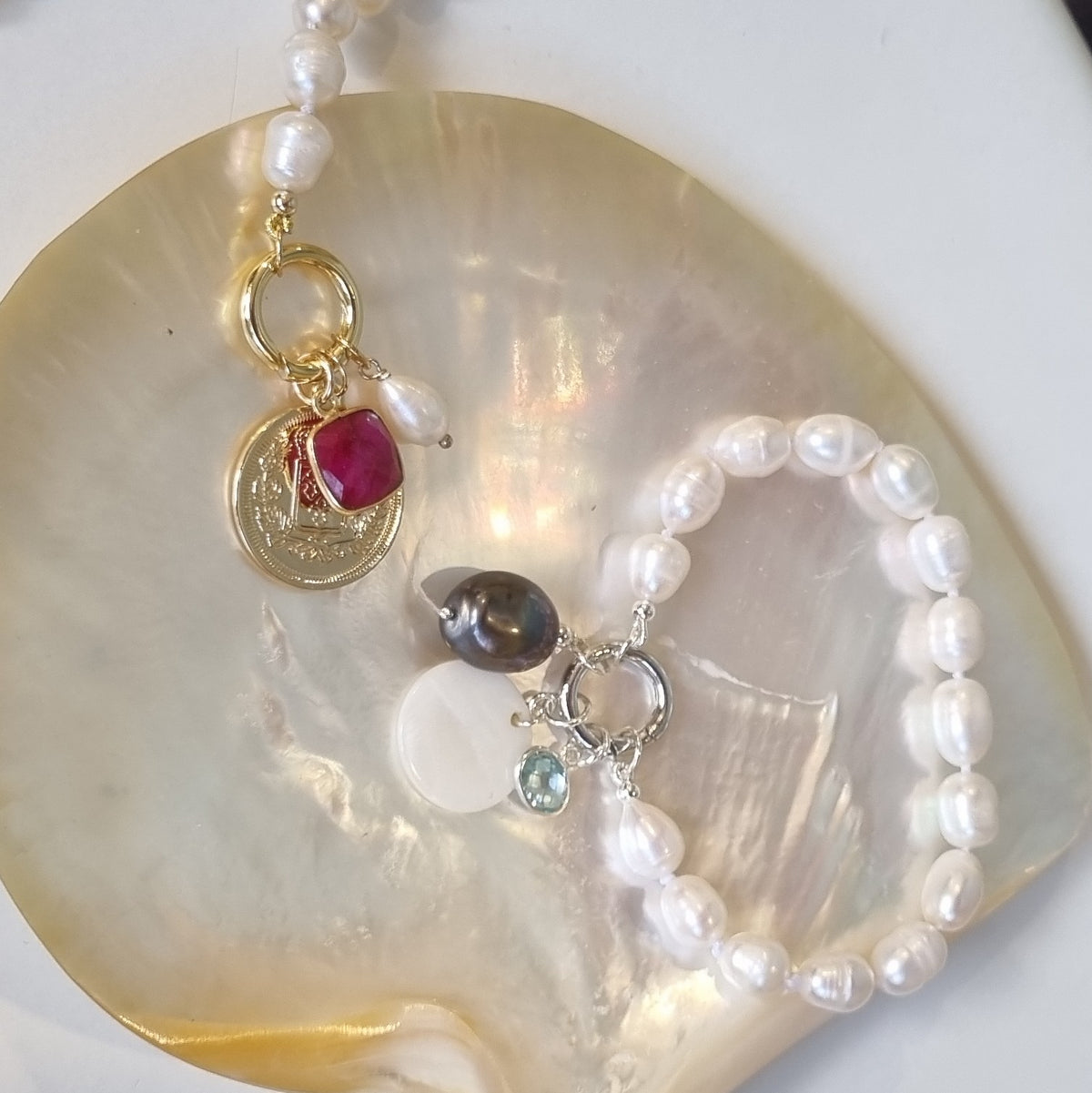 Lush Freshwater Pearl Charm Bracelet