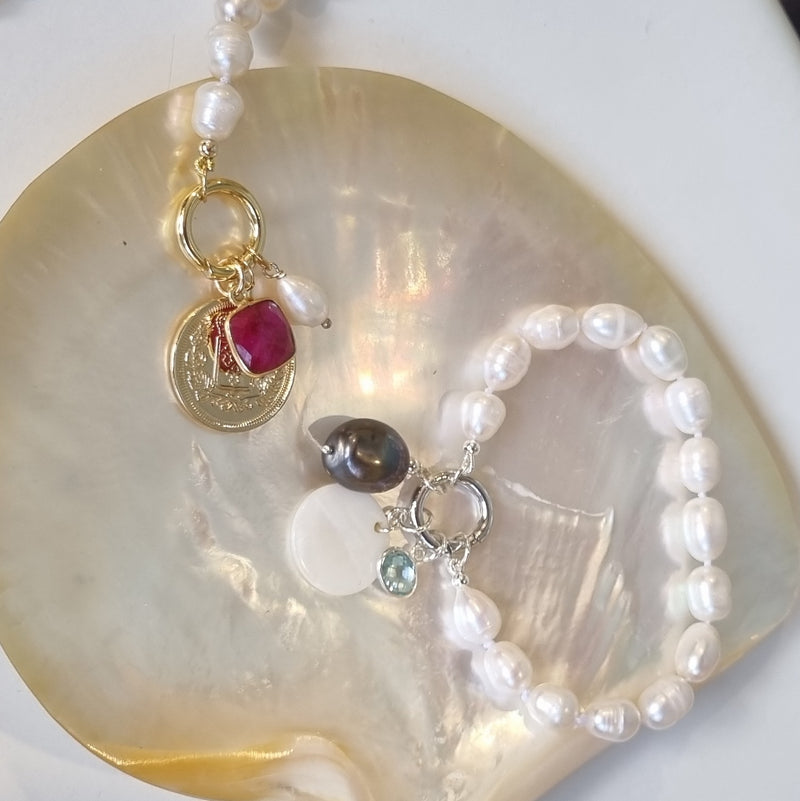 Lush Freshwater Pearl Charm Bracelet