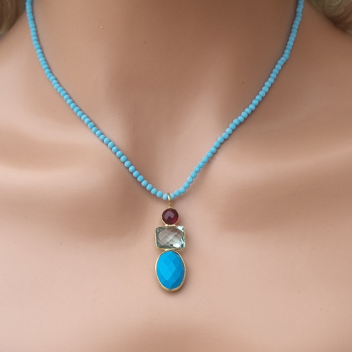 Candyland Charms Turquoise Blue Topaz Garnet Crystal