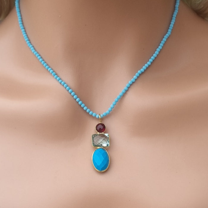 Candyland Charms Turquoise Blue Topaz Garnet Crystal