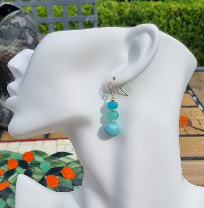 Alaria Amazonite and Chalcedony Earrings