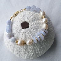 Sava Blue Lace Agate and Pearl Bracelet