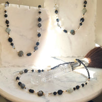 Mariposa Necklace Black-Spinel, Labradorite and Pearl