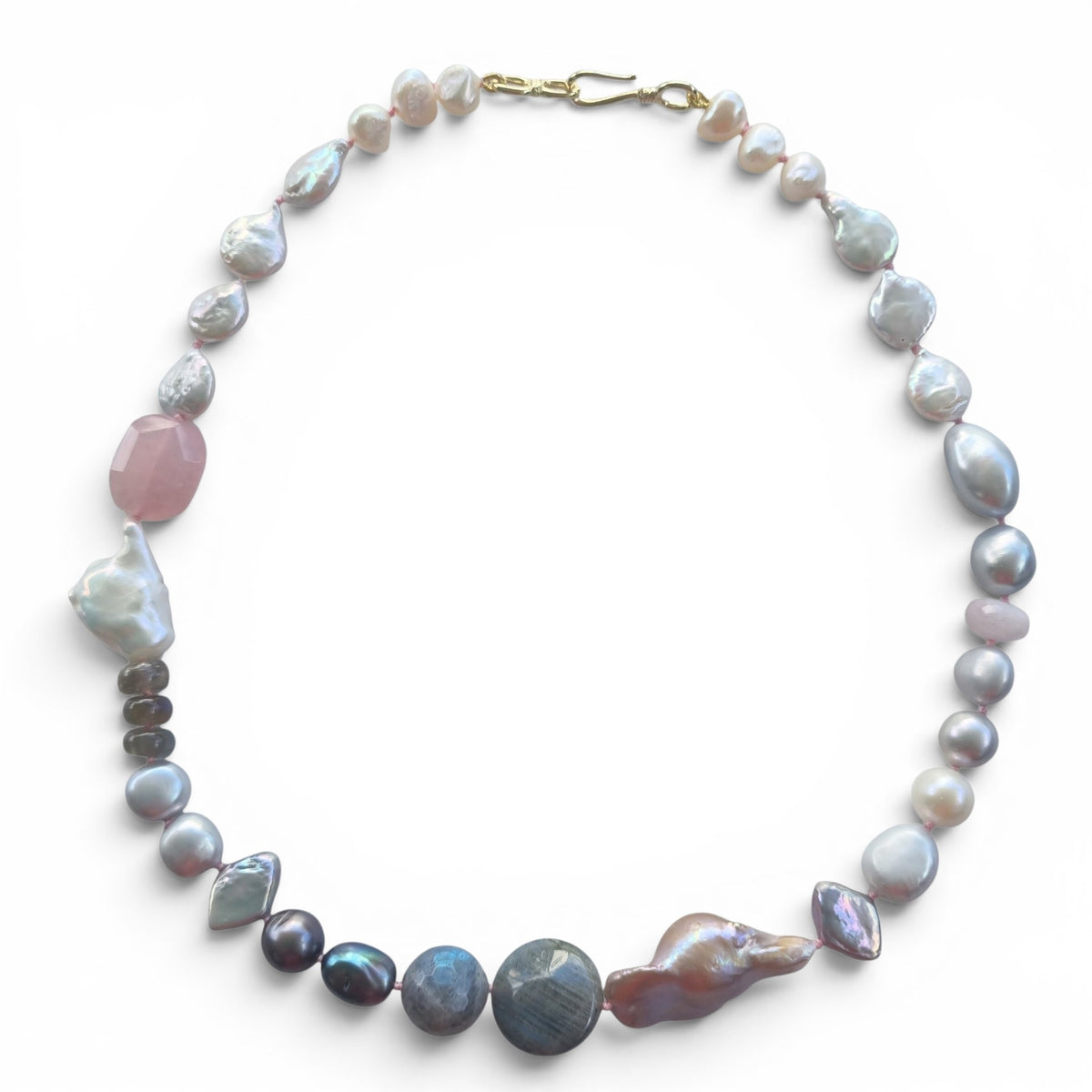 Terravita Pearl, Rose Quartz, Labradorite and Kunzite Necklace