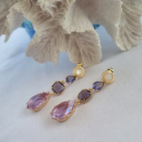 Primavera Crystal Earrings  Mother of Pearl Violet