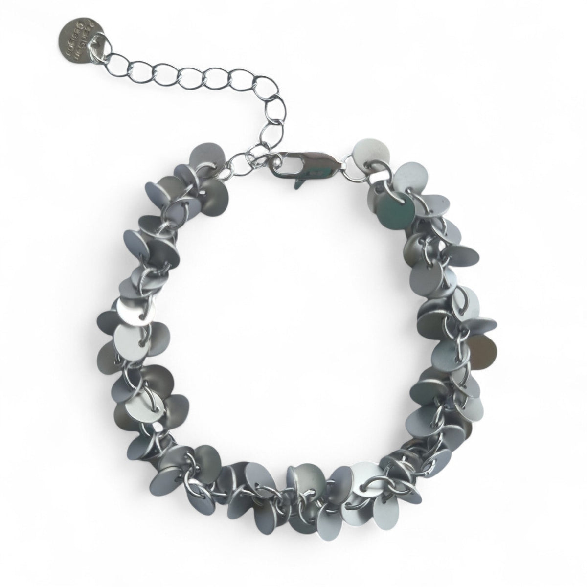 Briella Gold or Platinum Matte Disc Charm Bracelet