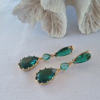 Primavera Crystal Earrings Aquamarine and Sapphire