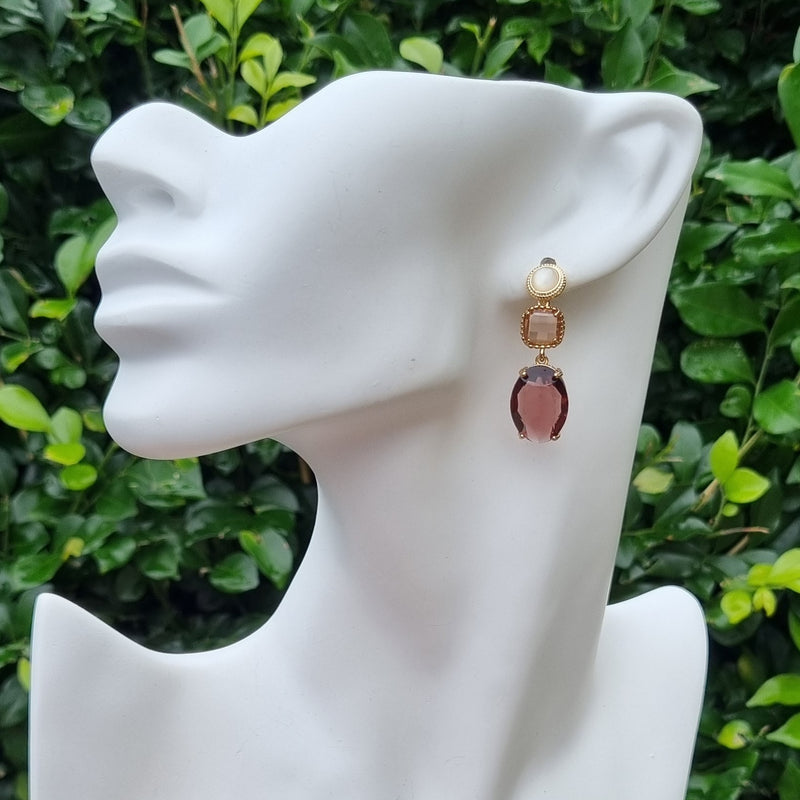 Primavera Crystal Earrings  Mother of Pearl Rouge