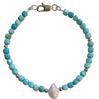 Mac Turquoise and Keshi Pearl Bracelet