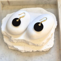 Lucerna Onyx Disc Gold Earrings