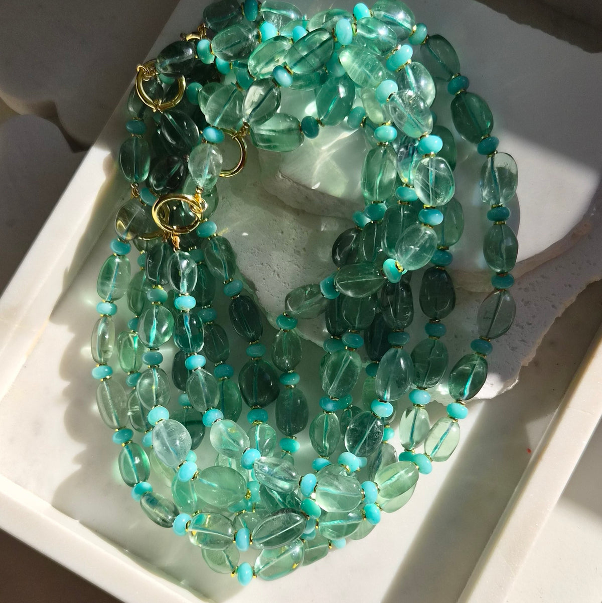 Marea Blue Fluorite and Amazonite Necklace