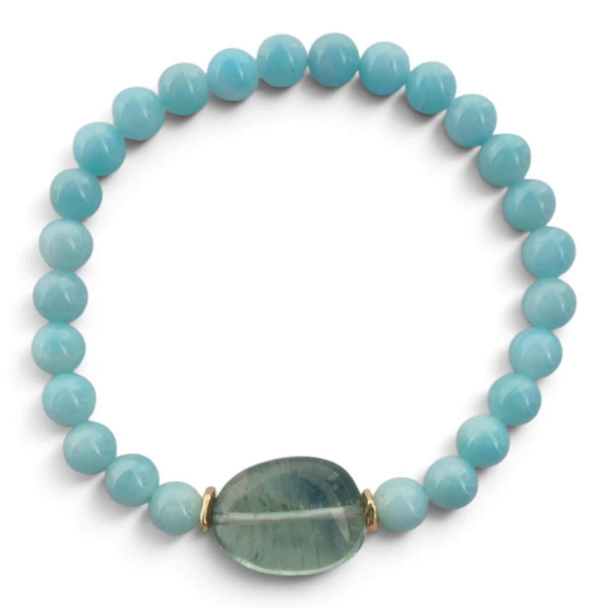 Marea Blue Fluorite and Amazonite stretchy Bracelet
