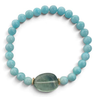 Marea Blue Fluorite and Amazonite stretchy Bracelet