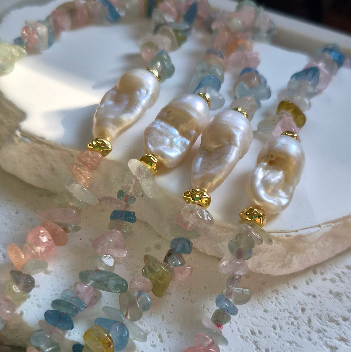 Serafina Beryl and Baroque Pearl Necklace